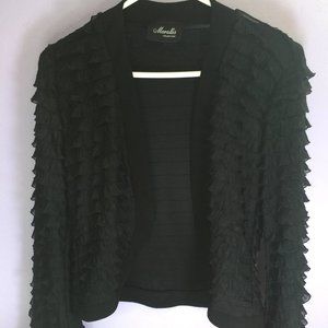 Fashionable Black Ruffled Short Jacket - Light